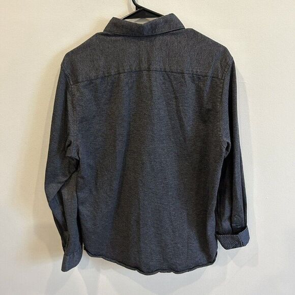 TED BAKER LONDON Long Sleeve Button Up Heather Charcoal Contrasting Trim Size 4 - Picture 2 of 11